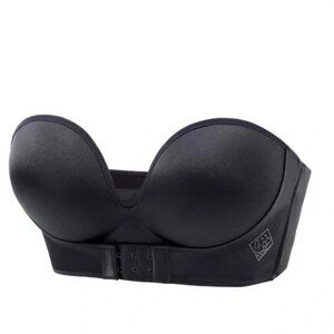 Womens Black Strapless Push-Up Bra With Adjustable Back Closure O2 Size 36/80